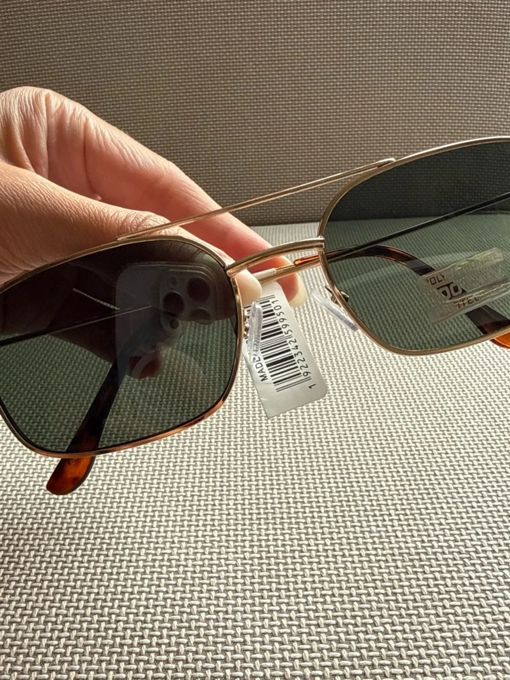 Gold Frame Sunglasses with Dark Green Lenses
